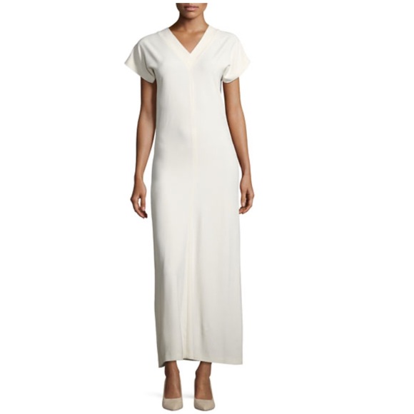 HELMUT LANG Shift White Vneck Maxi Dress - Picture 1 of 6